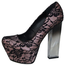 Qupid Monte-08 Floral Lace Ombre Platform Pump
