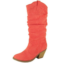 Qupid Muse-01XX Slouchy Knee High Almond Toe Cowboy Boot