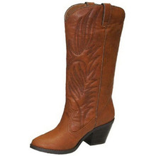 Qupid Muse-64 Western Embroidered Cowboy Knee High Boot