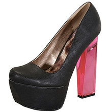 Qupid Monte-02 Lucite Round Toe Platform Pump