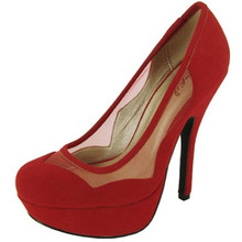 Qupid Onyx-143 Mesh Round Toe Platform Pump