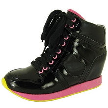 Qupid Patton-10 High Top Lace Up Wedge Sneaker