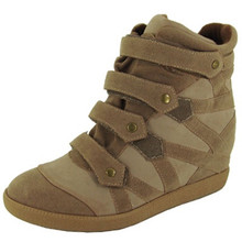 Qupid Patrol-23 High Top Velcro Round Toe Wedge Sneaker
