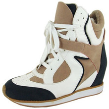 Qupid Patton-01 Multicolor High Top Lace Up Wedge Sneaker