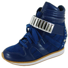 Qupid Patton-03 Studded High Top Lace Up Wedge Sneaker