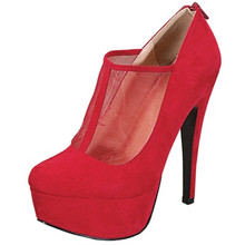 Qupid Penelope-129 Mesh Round Toe Platform Bootie