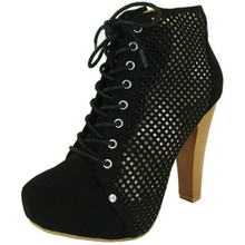 Qupid Puffin-41 Perforated Lace Up Platform Bootie