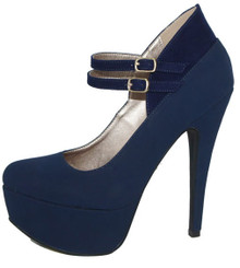 Qupid Penelope-131 Round Toe Double Strap Mary Jane Pump