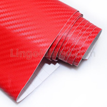 3D Red Carbon Fiber Vehicle Vinyl Wrap Air Release