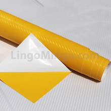 3D Yellow Carbon Fiber Vehicle Vinyl Wrap Air Release