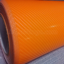 4D Orange Carbon Fiber Vehicle Vinyl Wrap Air Release