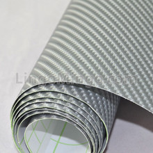 4D Silver Carbon Fiber Vehicle Vinyl Wrap Air Release