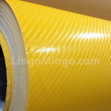4D Yellow Carbon Fiber Vehicle Vinyl Wrap Air Release