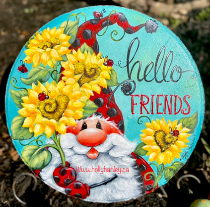 Hello Friends Ladybug Stepping Stone and flower pot by Holly Hanley