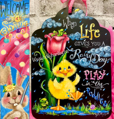 Welcome Spring Porch Sitter and Play in the Puddles by Holly Hanley 