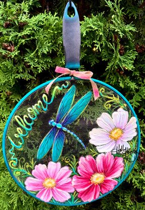 Cosmos and dragonfly by Holly Hanley Splatter screen 