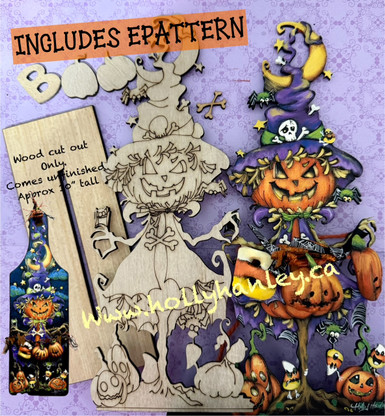 Boo the Scarecrow Epattern and wood piece by Holly Hanley 