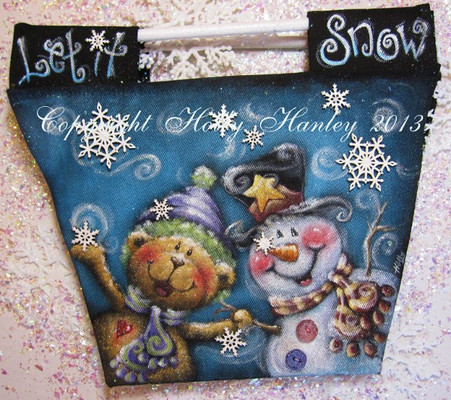 Let it Snow Canvas Bag.  Painted with DecoArt So Soft Fabric Paints.  