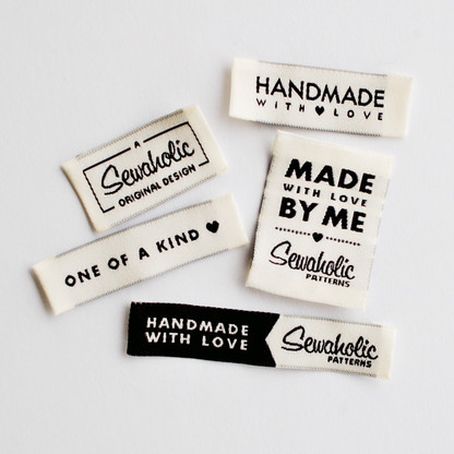 One of a Kind, Handmade with Love, Made by Me, Sewaholic Original Design sew-in fabric label for ...