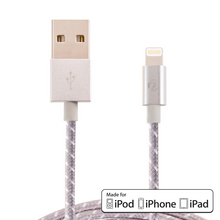 DRACO ALUMINUM APPLE LIGHTNING MFI USB CHARGE & SYNC CABLE (SILVER)