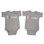 Our "2 Cute" Infant twin set is available in grey with a pink 2. Also features our logo in dark navy ink on the back.