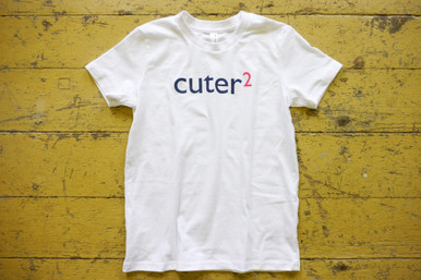 Perfect for any twin set our "Cuter Squared" youth tee has the word cuter in a dark navy ink and 2 in either blue or pink ink. Teachers love this design! 