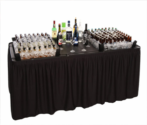 Fill 'N Chill Plastic Party Table Bundle With Extension Kits, Drain Valve, Skirting, and Storage Bag - Free Shipping - 2 Colors
