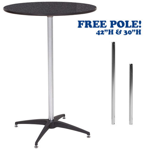 30" Round Premier Series Black Marble Laminate High Top Cocktail Table - Free Shipping