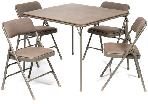 5pc XL Series Folding Card Table and Fabric Padded Chair Set, Beige - Free Shipping