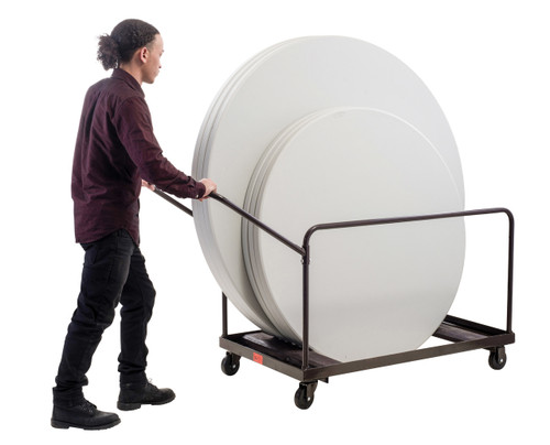10-Capacity Edge Stack Folding Table Storage Dolly With Angled Handle By National Public Seating, Model DYMU - Free Shipping - 10Warranty