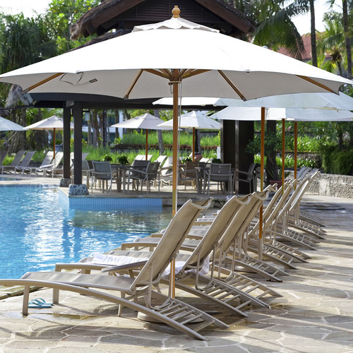Galtech 11-ft. Wood Umbrella With Brass Trim 4 Pulley Lift, Model 183 - Free Shipping - 10+ Colors