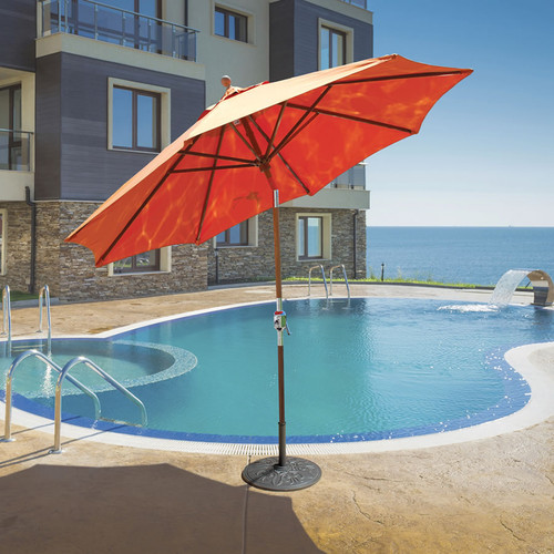 Galtech 9-ft. Teak Wood Umbrella With Rotational Tilt Crank Lift, Model 537 - Free Shipping - 10+ Colors