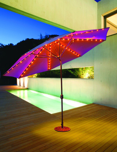 Galtech 11-ft. L.E.D.Aluminum Umbrella With Auto-tilt Crank Lift, Model 986 - Free Shipping - 10+ Colors