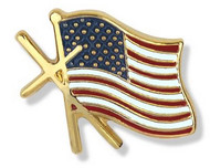 Cross with American Flag Lapel Pin