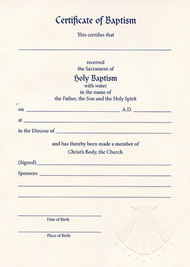 Embossed Baptismal Certificate #8115 (Pack of 12)