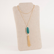 Harper Tassel Necklace - Emerald/Gold