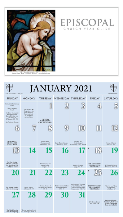 Episcopal Church Year Guide Kalendar Calendar 2021 Episcopal Shoppe episcopal ecclesiastical calendar 2021