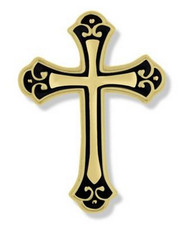 Gold Budded Ends Cross Lapel Pin