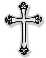 Silver Budded Ends Cross Lapel Pin