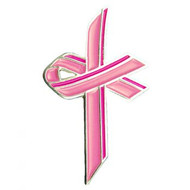 Pink Ribbon Awareness Cross Pin