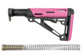 Hogue® AR-15/M-16 OverMolded Collapsible Buttstock Assembly - Includes Mil-Spec Buffer Tube and Hardware - PINK RUBBER