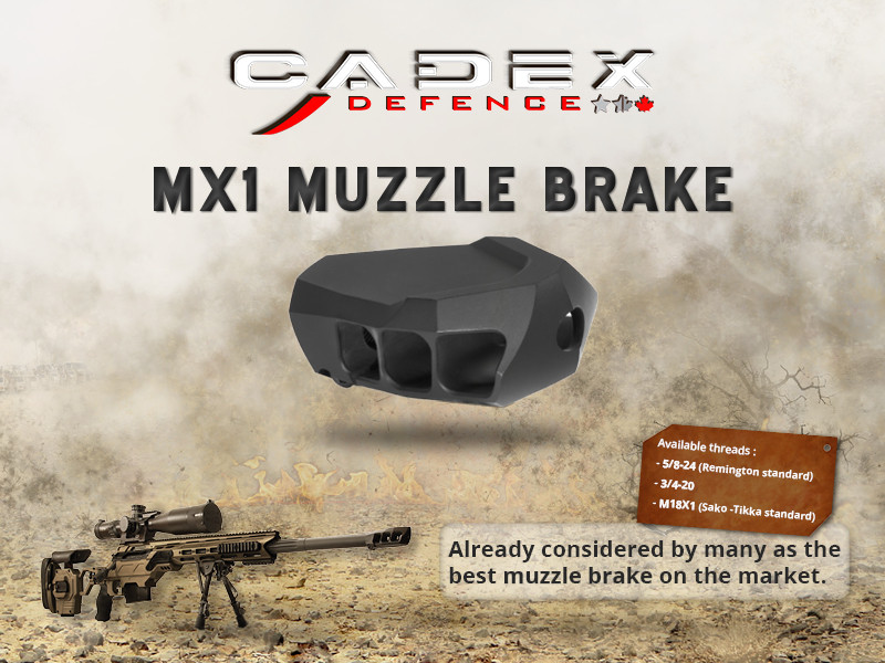 CADEX MX1 Muzzle Brake, Max .33 Cal (5/8-24 Threads)