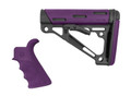 Hogue® Finger Groove Beavertail Grip + AR-15/M-16 OverMolded Collapsible Buttstock - Fits Mil-Spec Buffer Tube - PURPLE RUBBER