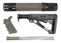 Hogue® AR-15/M-16 3-Piece Kit - OverMolded Collapsible Buttstock (Mil-Spec Buffer Tube) + Forend + Grip - GHILLIE GREEN RUBBER