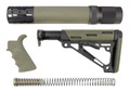 Hogue® AR-15/M-16 3-Piece Kit - OverMolded Collapsible Buttstock (Mil-Spec Buffer Tube) + Forend + Grip - OD GREEN RUBBER