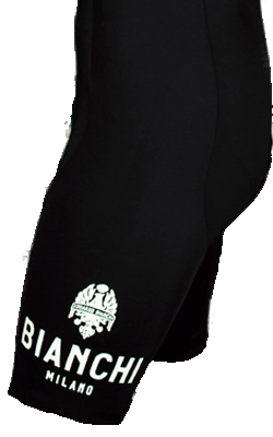 Bianchi Black Legend Bib Shorts Close Up View