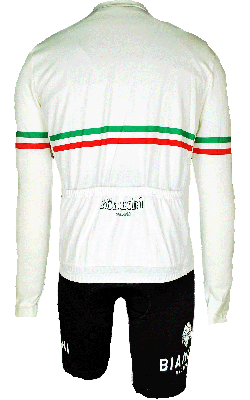 Bianchi Hiten Vintage White Long Sleeve Jersey  Rear View