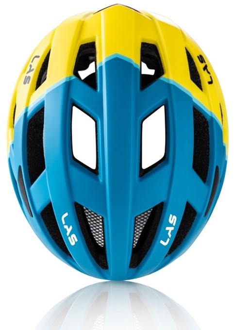 LAS ENIGMA Matt Petrol Blue Yellow - No Visor Helmet Top