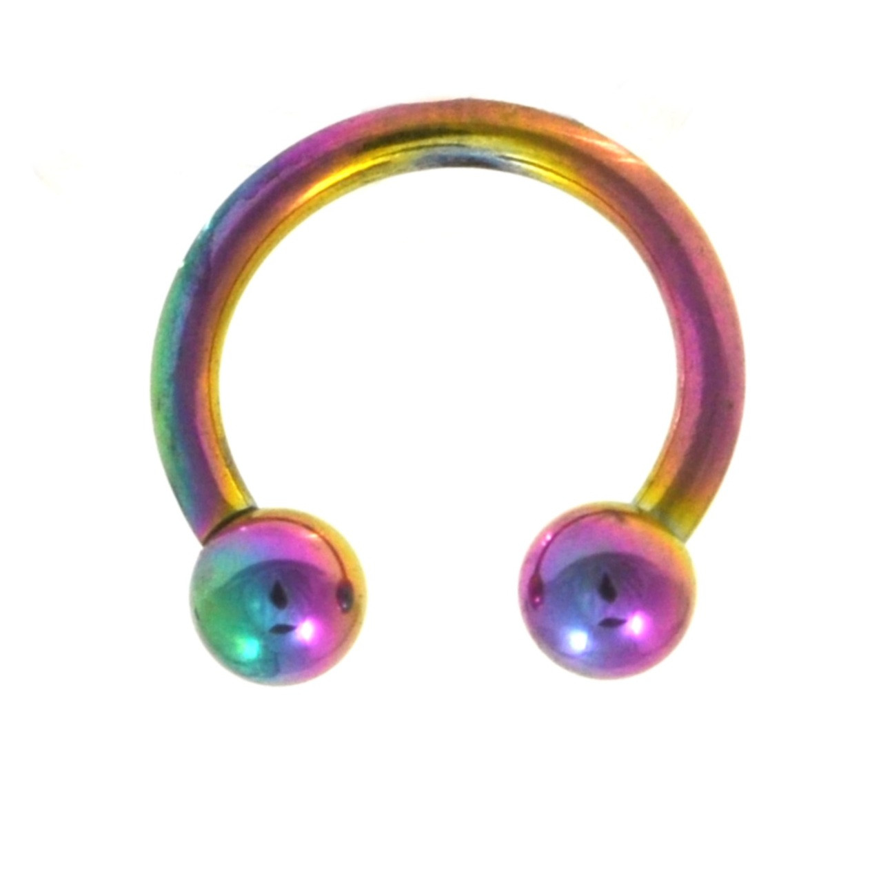 Rainbow Titanium Horseshoe Ring 14G (2 Sizes) | BodyDazz.com