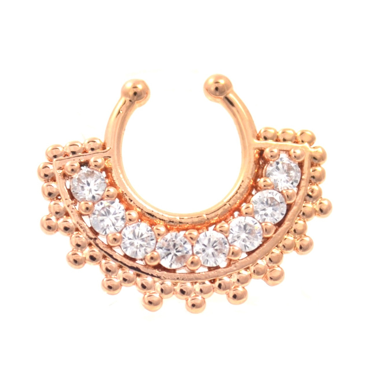Intricate Gemmed Rose Gold Fake Septum Ring Jewelry | 0